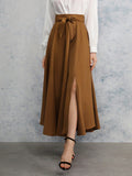 SHEIN Frenchy High Waist Split Thigh Belted Skirt