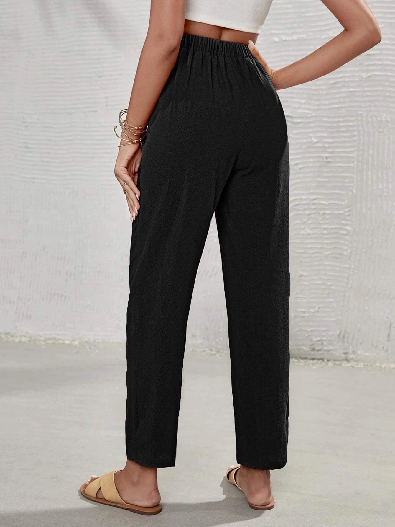  | SHEIN Frenchy High Waist Tie Front Tapered Pants | Pants | Shein | OneHub
