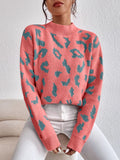  | SHEIN Frenchy Leopard Pattern Mock Neck Drop Shoulder Sweater | Sweater | Shein | OneHub