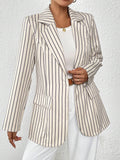  | SHEIN Frenchy Loose Casual Long Sleeve, Minimalist Striped Blazer | Blazer | Shein | OneHub
