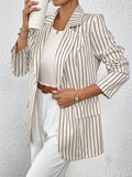  | SHEIN Frenchy Loose Casual Long Sleeve, Minimalist Striped Blazer | Blazer | Shein | OneHub