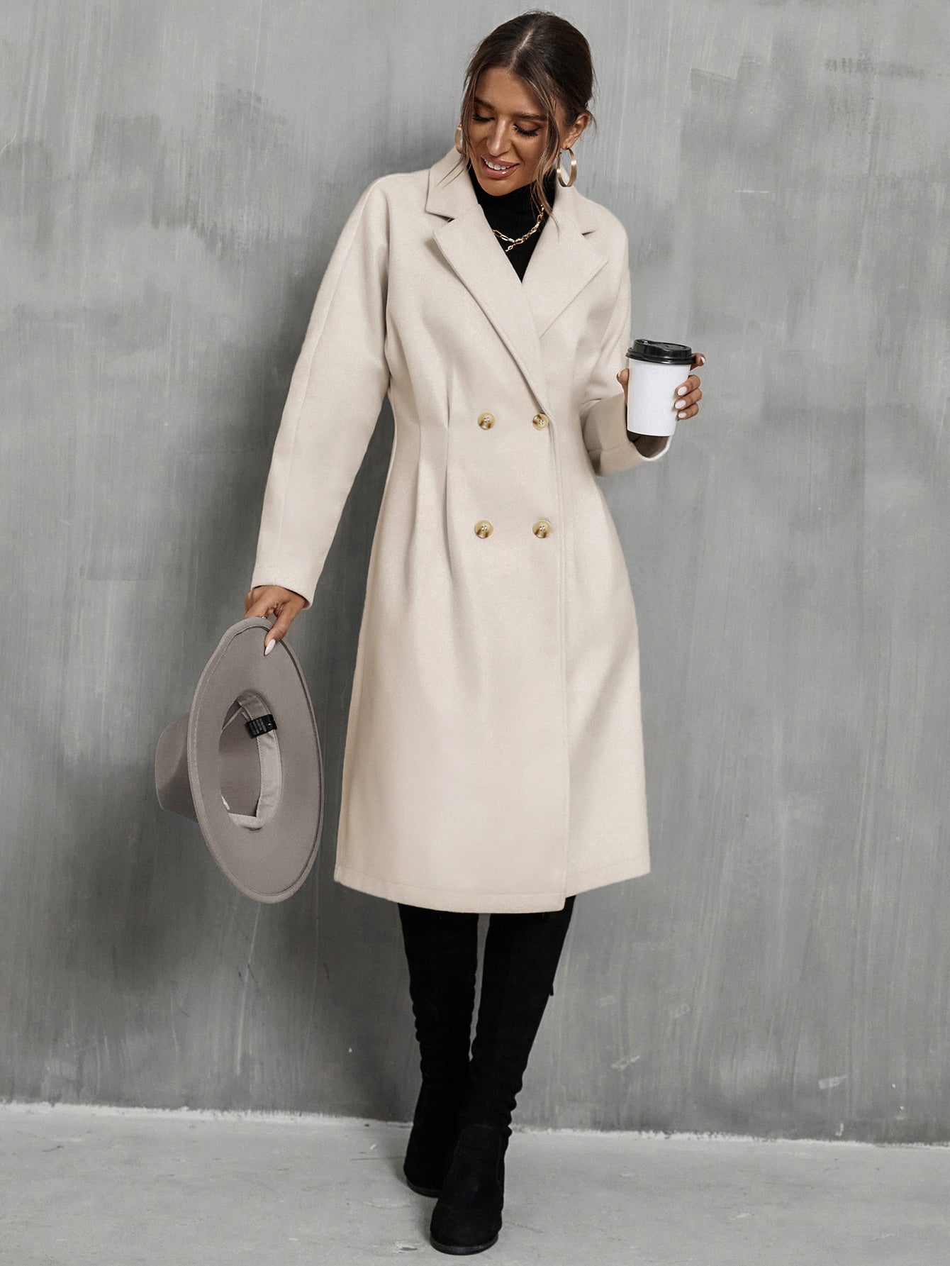  | SHEIN Frenchy Plicated Detail Batwing Sleeve Overcoat | Blazer | Shein | OneHub