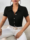 | SHEIN Frenchy Solid Button Front Tee | T-shirt | Shein | OneHub