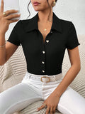  | SHEIN Frenchy Solid Button Front Tee | T-shirt | Shein | OneHub