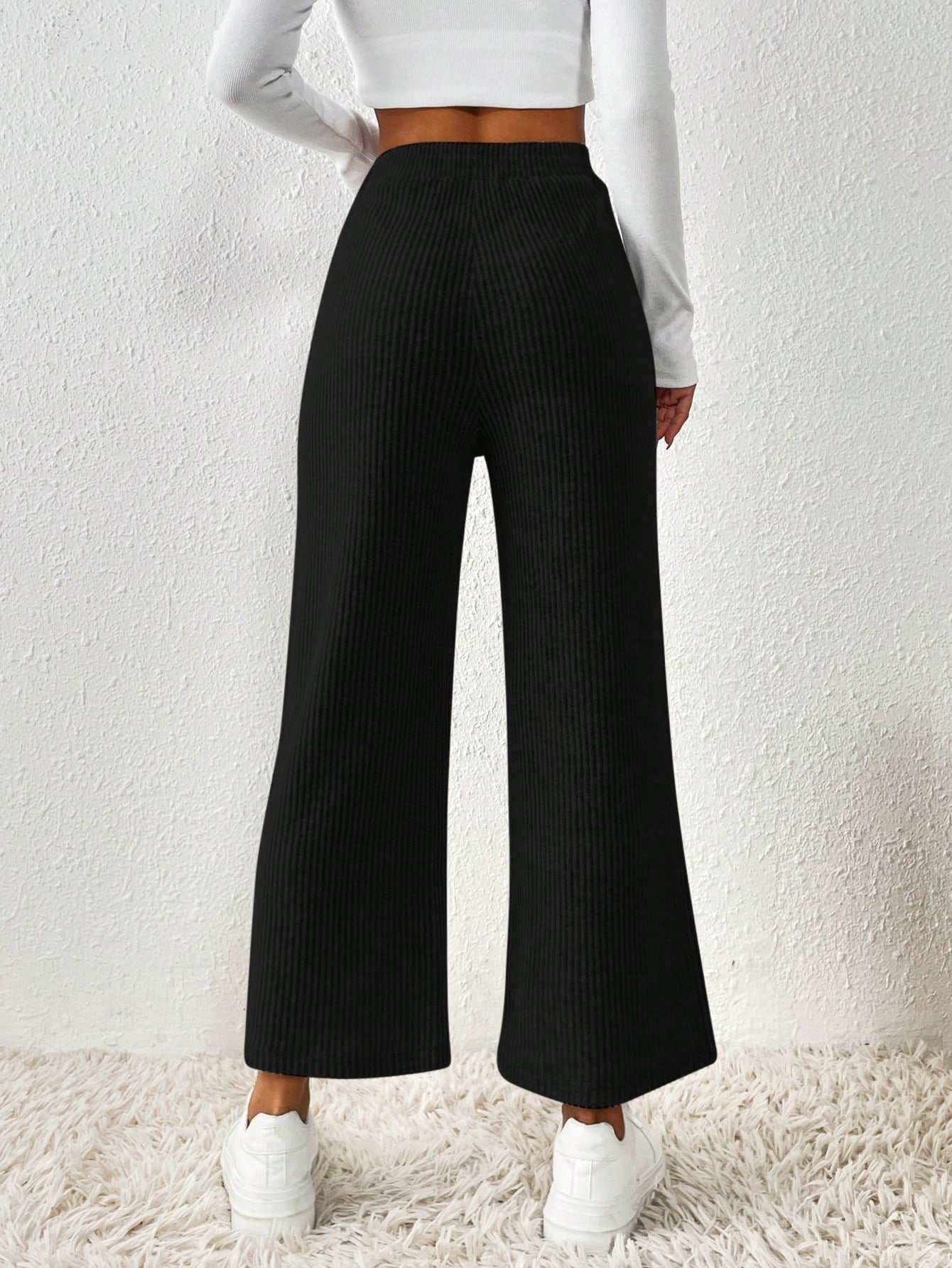  | SHEIN Frenchy Solid Knot Waist Wide Leg Pants | Pants | Shein | OneHub