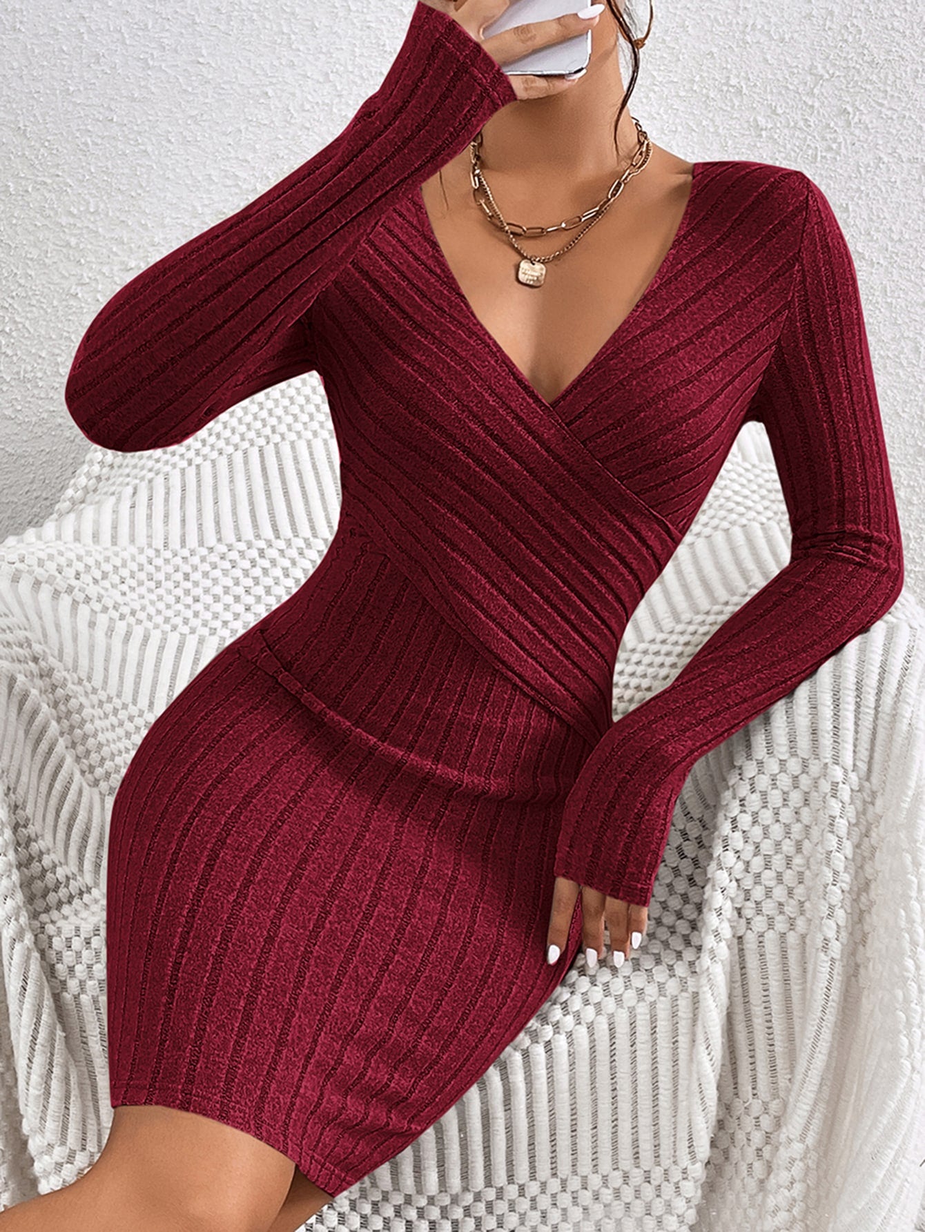  | SHEIN Frenchy Solid Ribbed Knit Bodycon Dress | Dress | Shein | OneHub