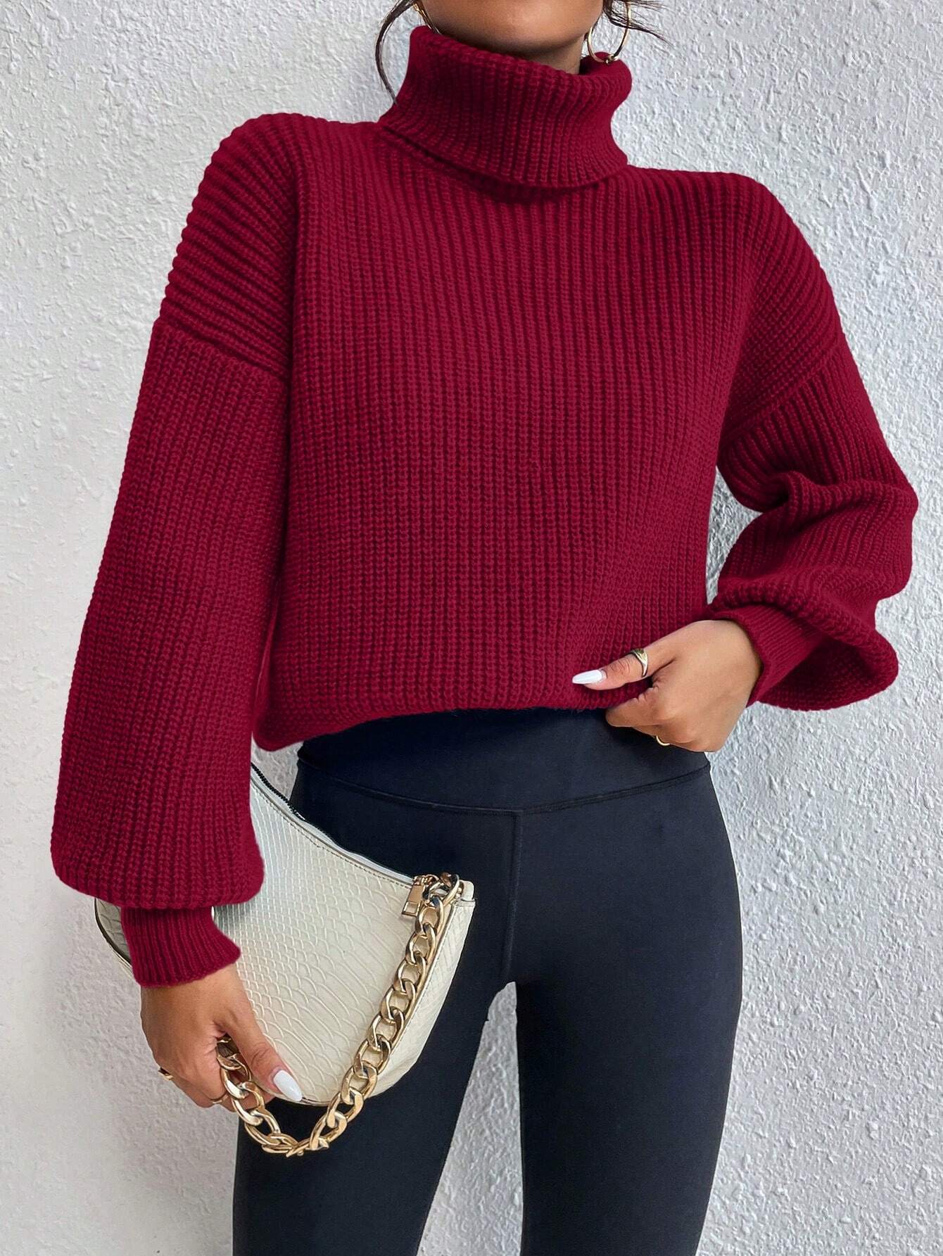  | SHEIN Frenchy Turtleneck Drop Shoulder Sweater | Sweater | Shein | OneHub