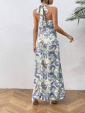  | SHEIN Frenchy Women Plant Printed Long Casual Halter Dress For Vacation | Dress | OneHub | OneHub