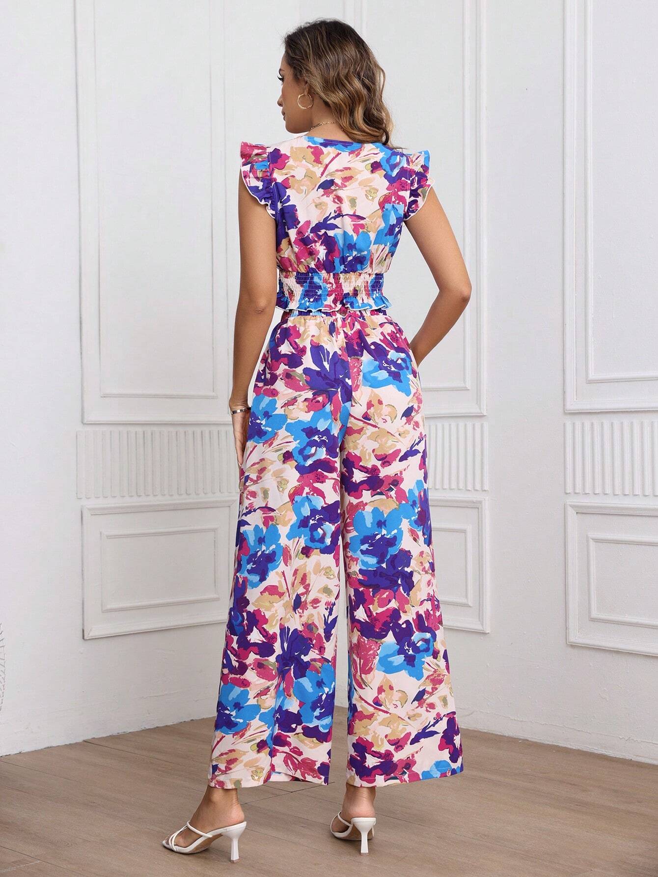  | SHEIN Frenchy Women's Flowers Printed Casual 2pcs/Set | Top and Pant Set | Shein | OneHub