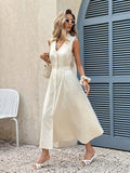 SHEIN Frenchy Women's Solid Color Sleeveless Midi Dress With Front Twist