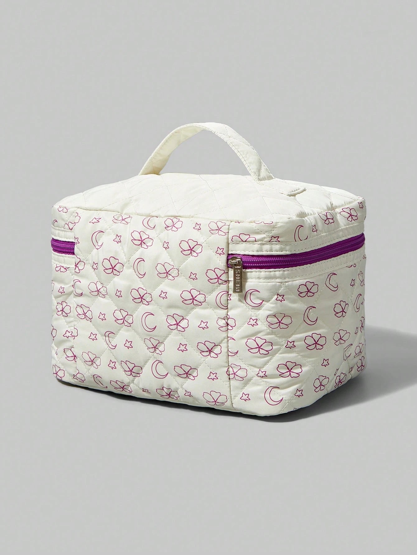  | SHEIN Gift - 1pc Oversized Square Makeup Bag, White & Purple | Makeup Bag | Shein | OneHub