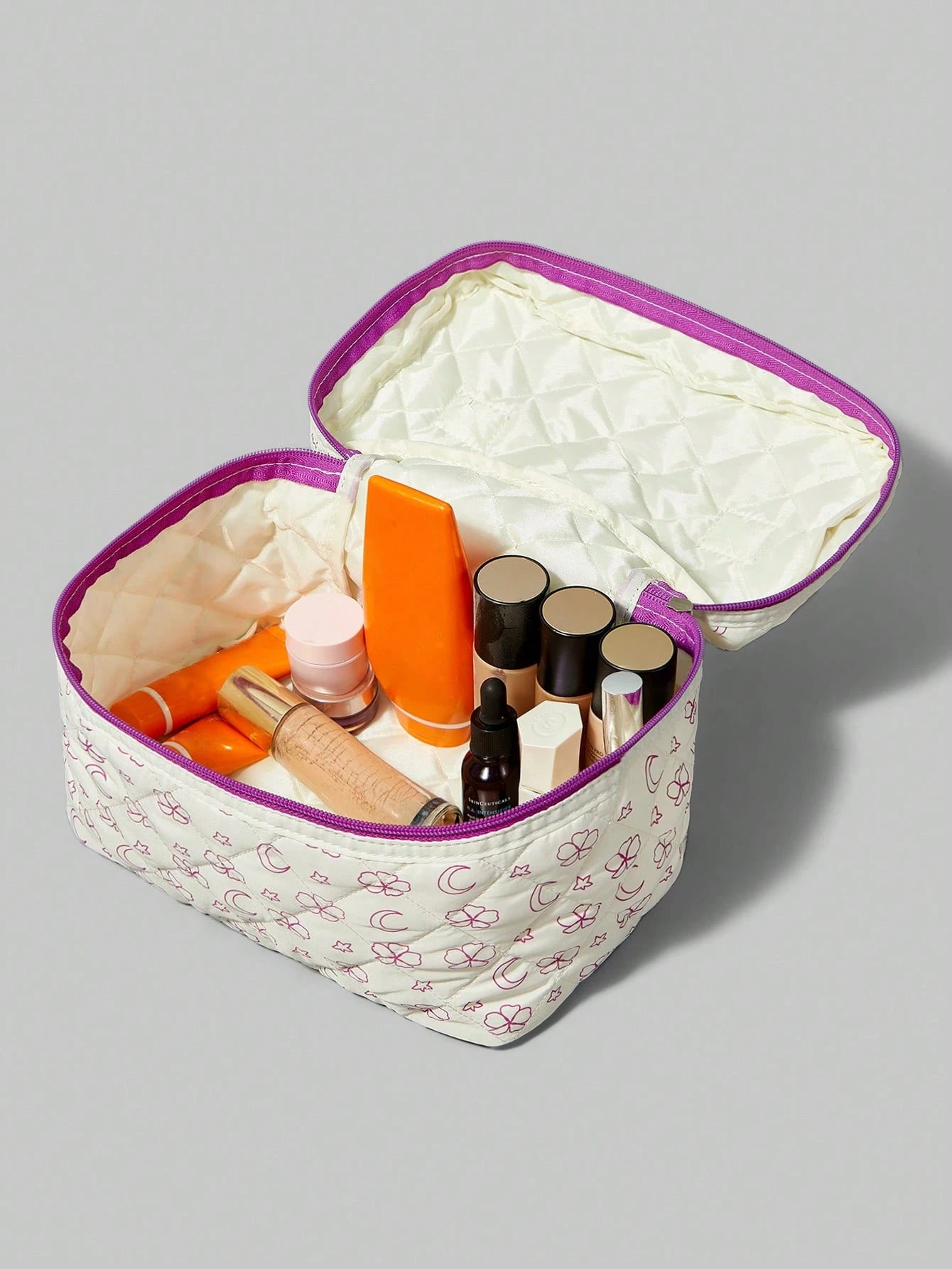  | SHEIN Gift - 1pc Oversized Square Makeup Bag, White & Purple | Makeup Bag | Shein | OneHub