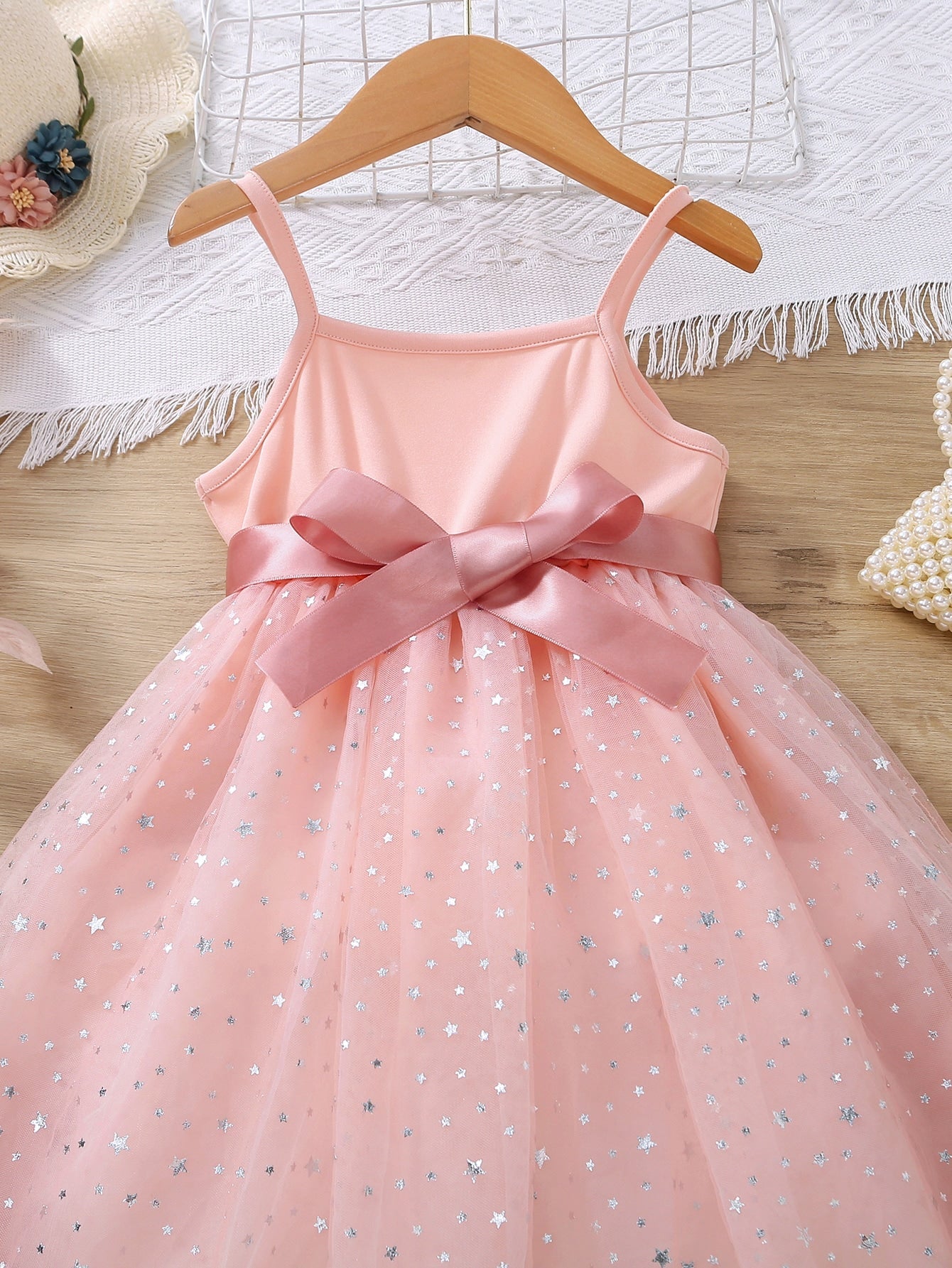  | SHEIN Kids CHARMNG Young Girl Star Print Mesh Overlay Belted Cami Dress | Dress | Shein | OneHub