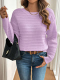 SHEIN LUNE 1pc Women's Solid Color Bow Decor Drop Shoulder Long Sleeve Casual Pullover Sweater, Autumn/Winter,Long Sleeve Tops Knit Pullover Fall Outfit