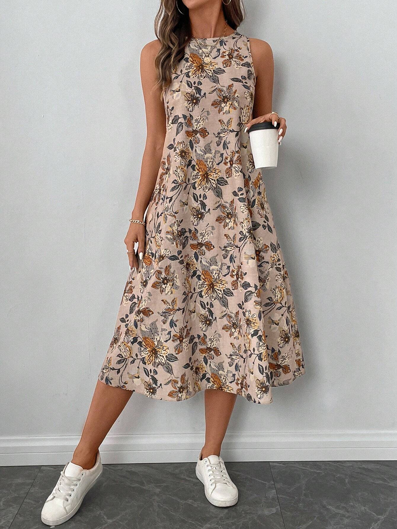 midi casual shein dresses SheIn Dress Women 4XL Blue Geometric Sundress Midi Belted Short Sleeve Casual