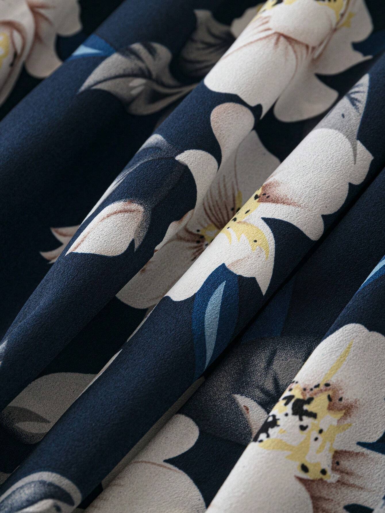  | SHEIN LUNE Floral Print V-Neck Waist-Cinched Dress | Dress | Shein | OneHub