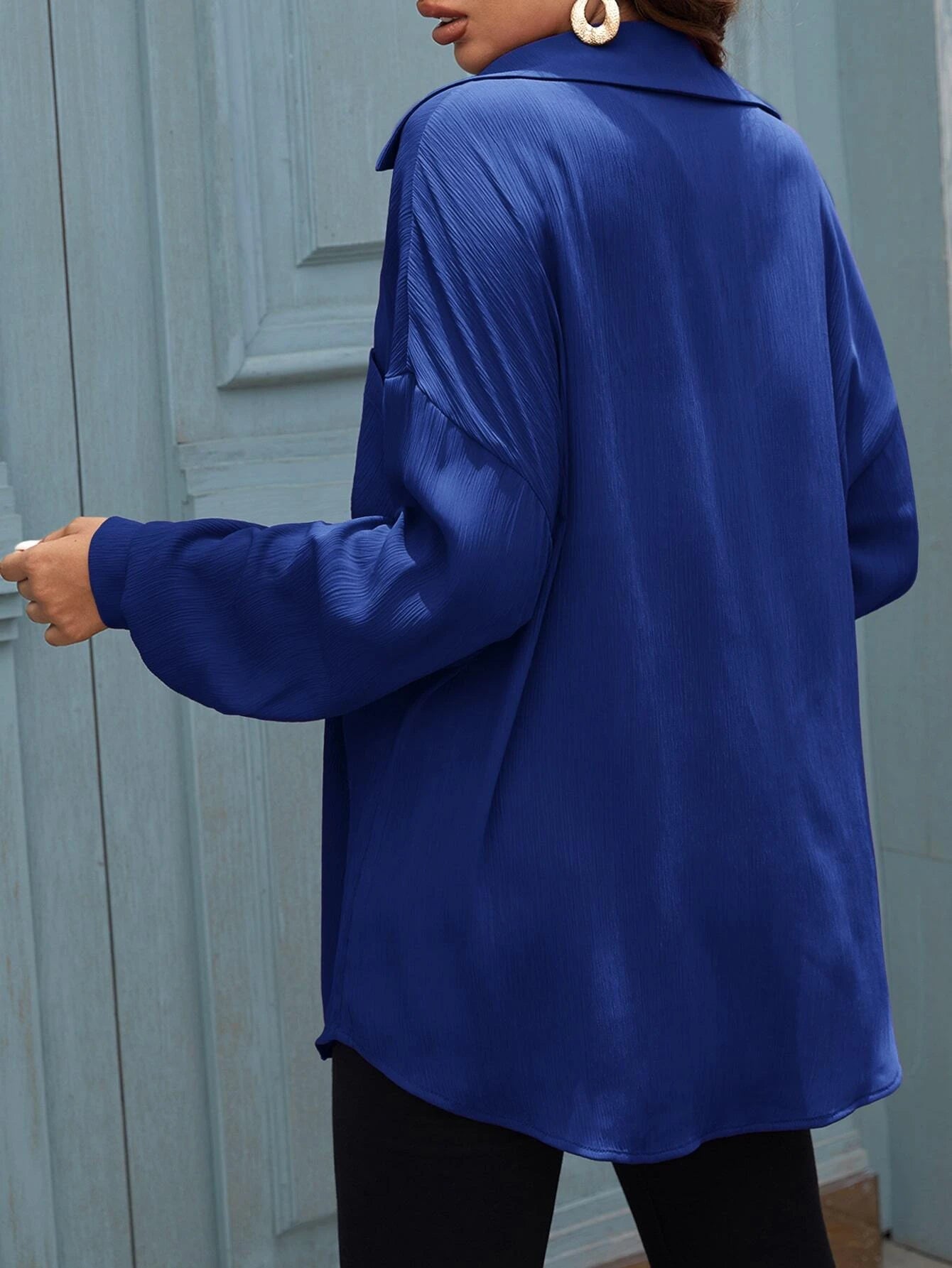  | SHEIN LUNE Solid Button Front Pocket Patched Shirt | T-shirt | Shein | OneHub