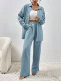  | SHEIN LUNE Women Solid Color Simple Daily Long-Sleeved Shirt And Trousers Two-Piece Set | Dress | OneHub | OneHub