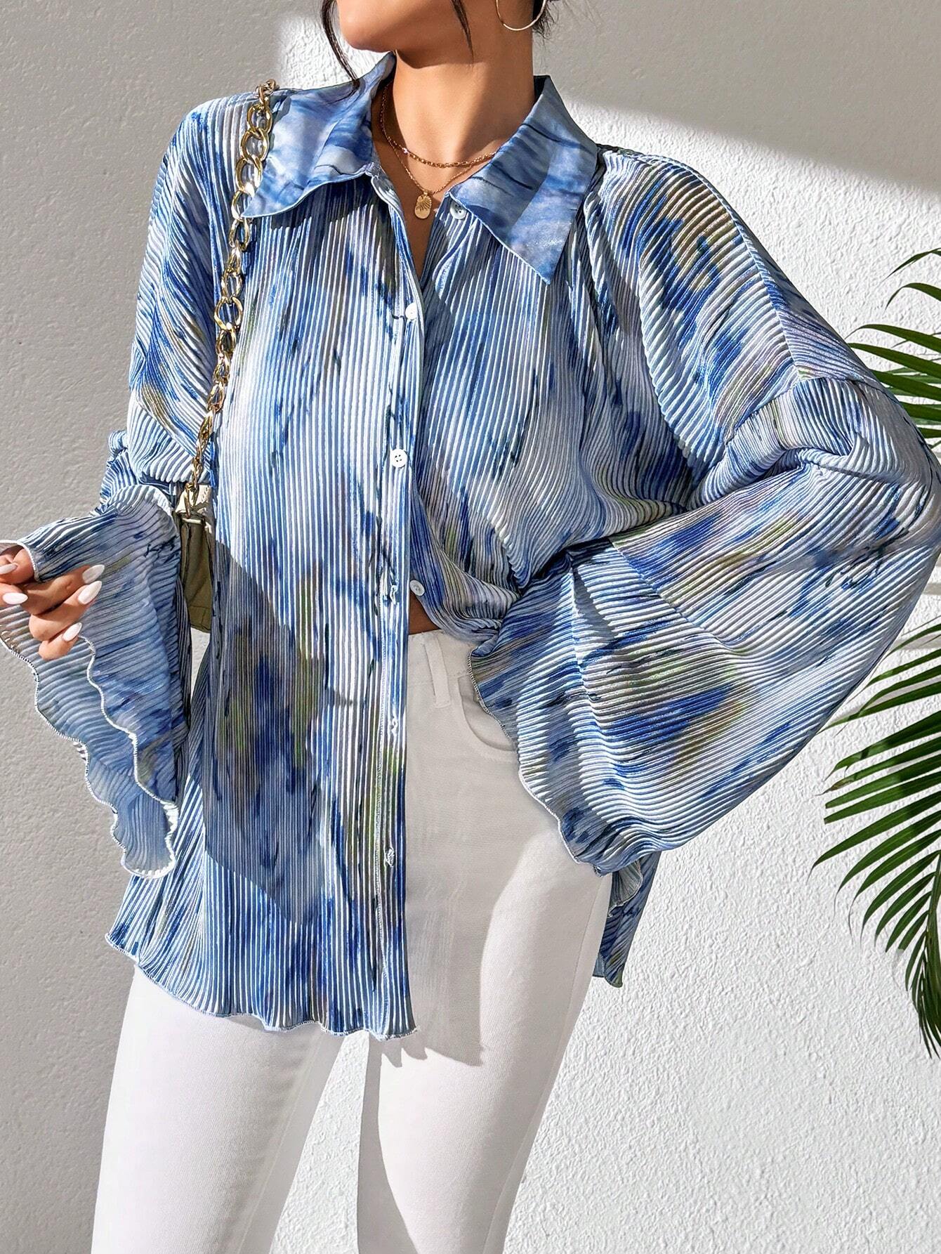  | SHEIN LUNE Women's Random Floral Print Bell Sleeve Blouse, Spring Autumn Women Shirt,Long Sleeve Tops | Blouse | Shein | OneHub