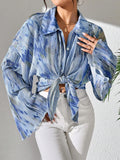  | SHEIN LUNE Women's Random Floral Print Bell Sleeve Blouse, Spring Autumn Women Shirt,Long Sleeve Tops | Blouse | Shein | OneHub