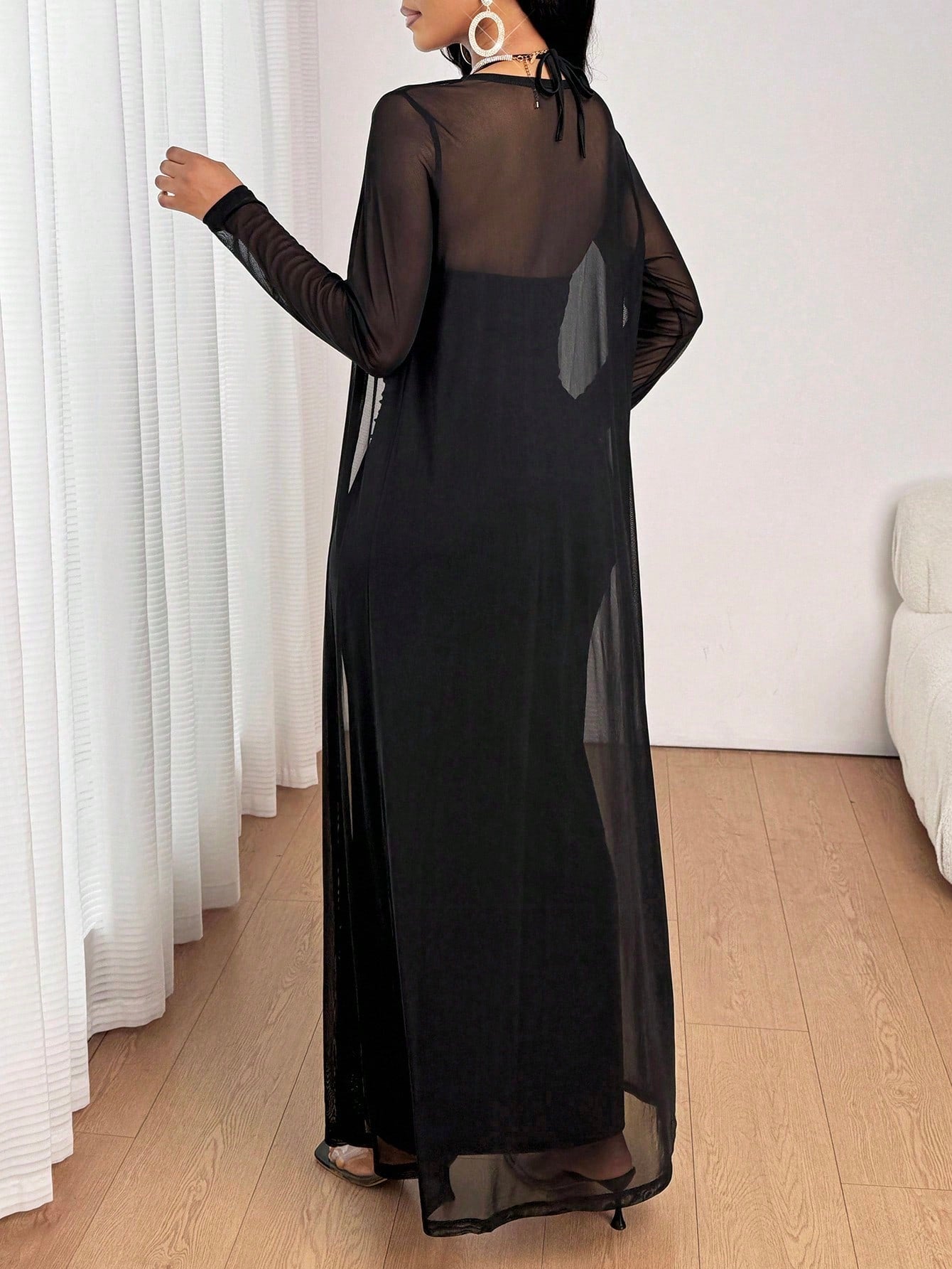 SHEIN Lady All Seasons Black Suit Long Sleeve Robe & V-Neck Dress Eleg | Dress | OneHub SHEIN Lady All Seasons Black Suit Long Sleeve Robe & V-Neck Dress Eleg | Dress | OneHub