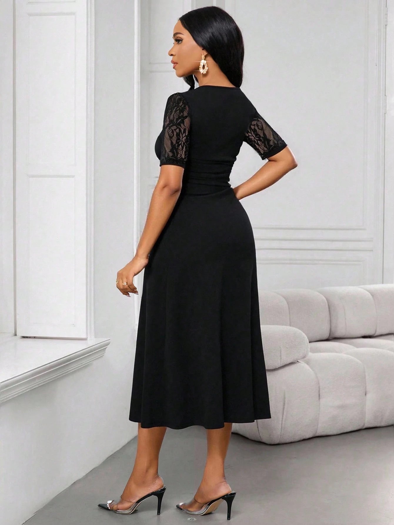 lace stitching dress Lace of Distant Stars Gown Teuta Matoshi