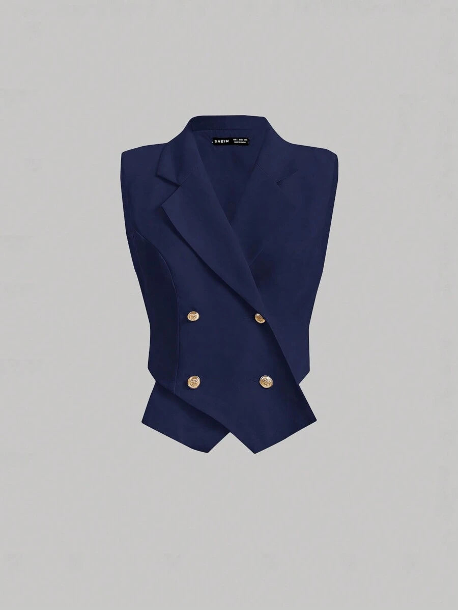  | SHEIN MOD Concert Date Night Tops Women's Lapel Double Breasted Vest Suit Jacket Back To School Outfits Old Money Style | Blouse | Shein | OneHub