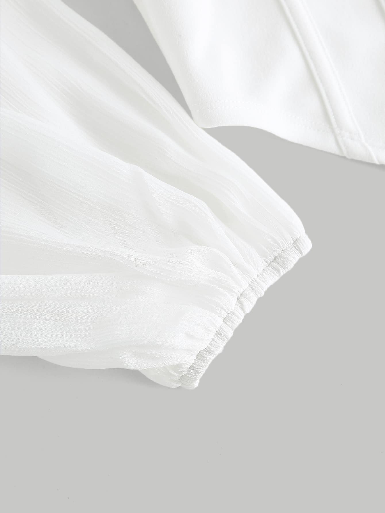  | SHEIN MOD Lantern Sleeve Ruched Scoop Neck Asymmetrical Hem Crop Top | Tee | Shein | OneHub