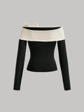  | SHEIN MOD Night Outfit Color Block Bow Decorated Off Shoulder T-Shirt | Blouse | Shein | OneHub
