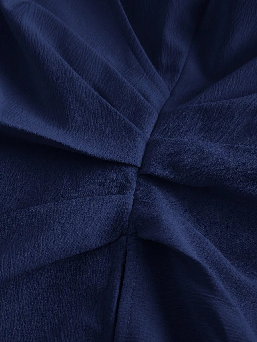  | SHEIN MOD Women's Elegant Solid Color Lantern Sleeve Pleated Slit Hem Blouse | Blouse | Shein | OneHub