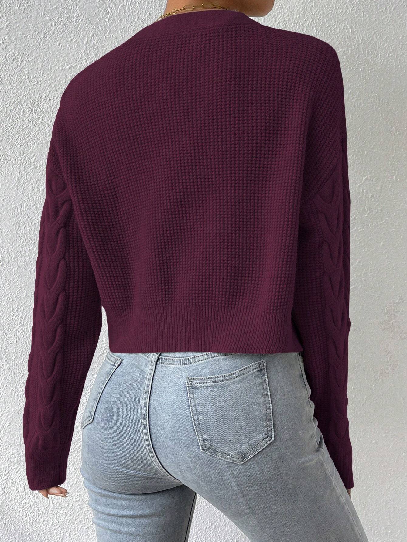  | SHEIN MOOSTA Cable Knit Drop Shoulder Cardigan & Cami Knit Top | Sweater | Shein | OneHub