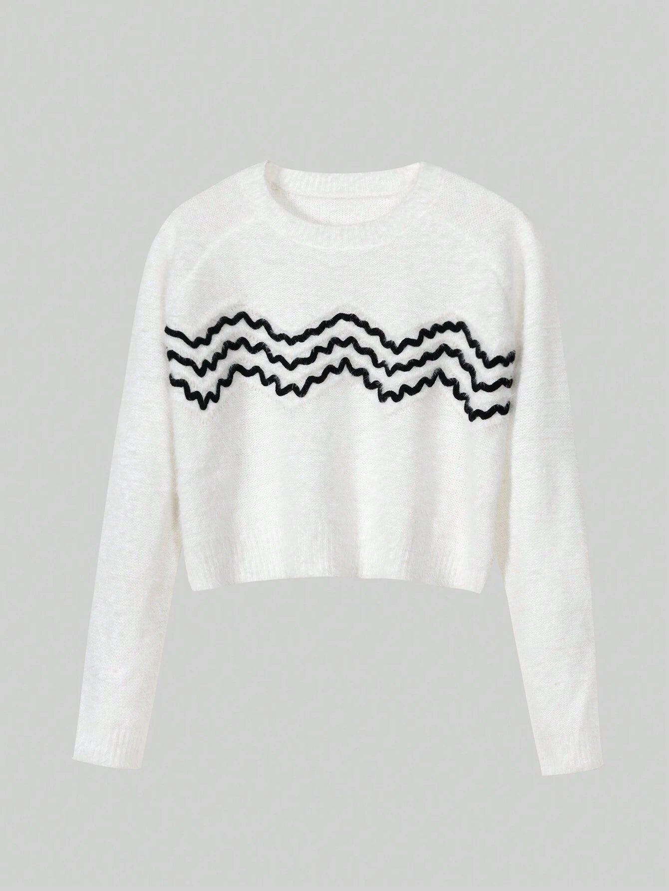  | SHEIN MOOSTA Chevron Pattern Raglan Sleeve Crop Sweater | Sweater | Shein | OneHub