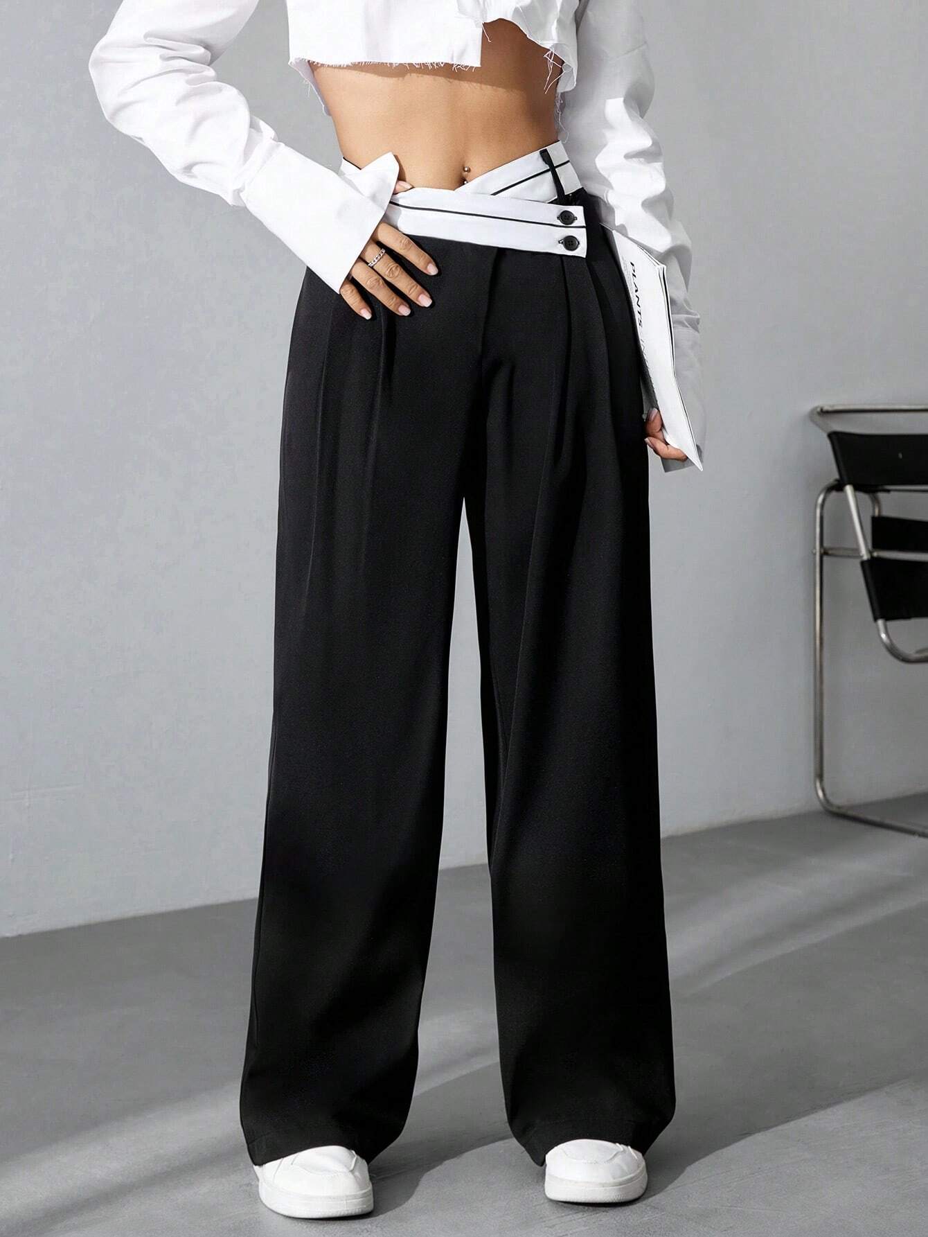  | SHEIN MOOSTA Women's Color Block Wide Leg Pants | Pants | Shein | OneHub