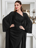  | SHEIN Modely Batwing Sleeve Coat & One Shoulder Ruched Dress | Dress | Shein | OneHub