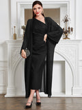  | SHEIN Modely Batwing Sleeve Coat & One Shoulder Ruched Dress | Dress | Shein | OneHub
