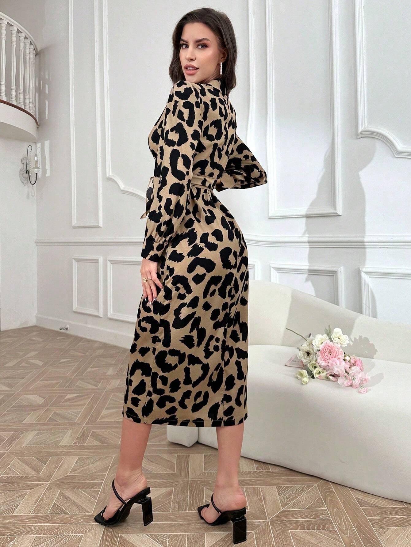  | SHEIN Modely Fashionable Leopard Print Wraparound Dress With Tie For Spring And Summer | Dress | Shein | OneHub