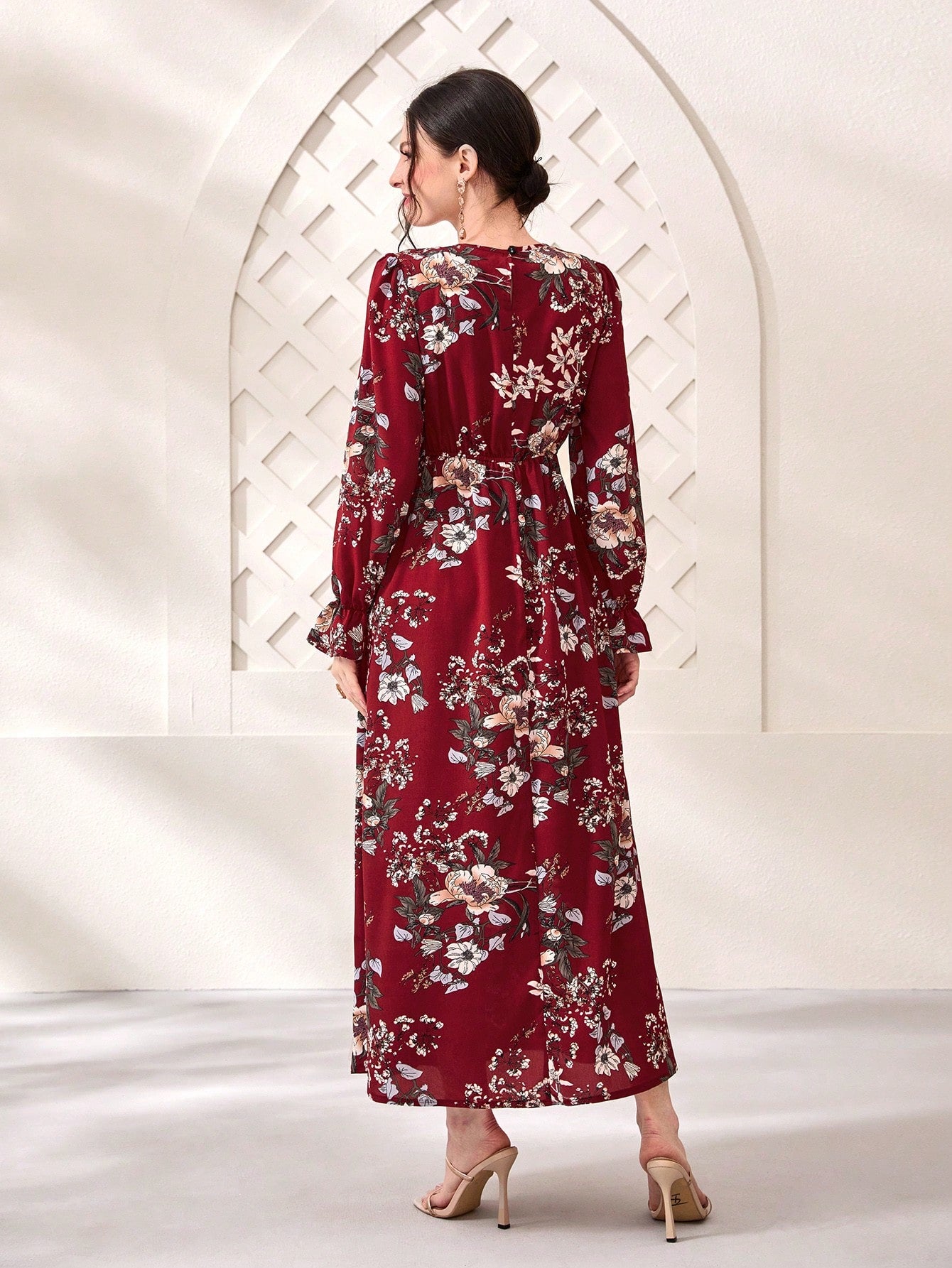  | SHEIN Modely Floral Print Flare Sleeve Dress | Dress | Shein | OneHub