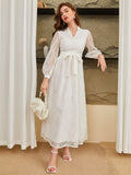  | SHEIN Modely Lantern Sleeve Belted Lace Dress | Dress | Shein | OneHub