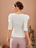  | SHEIN Modely Puff Sleeve Square Neck Tee | Top | Shein | OneHub
