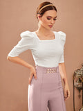  | SHEIN Modely Puff Sleeve Square Neck Tee | Top | Shein | OneHub