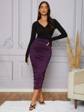  | SHEIN Modely Ruched Solid Pencil Skirt | Skirt | Shein | OneHub