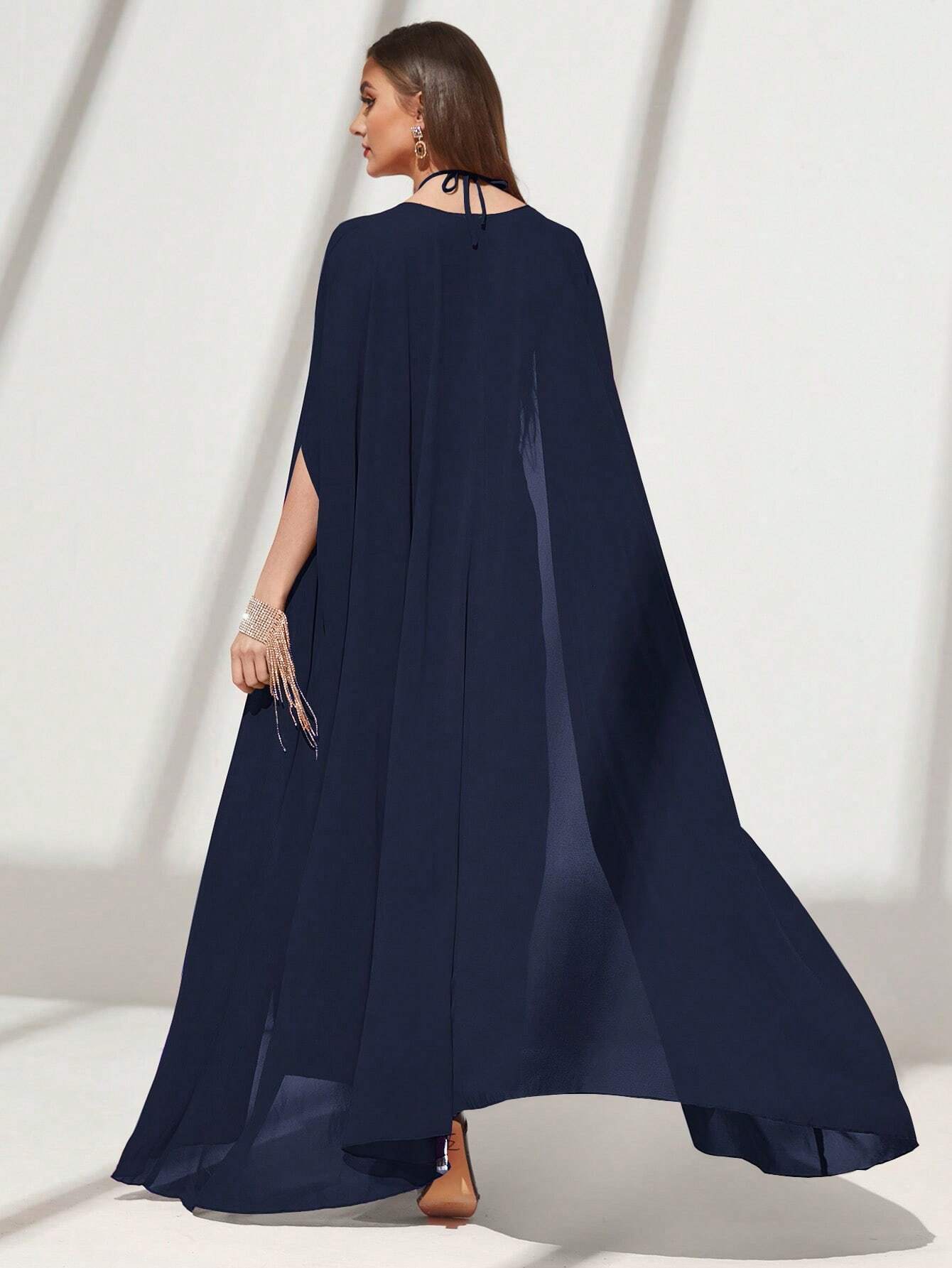  | SHEIN Modely Solid Color Casual Halter Neck Dress And Open Front Coat | Dress | Shein | OneHub