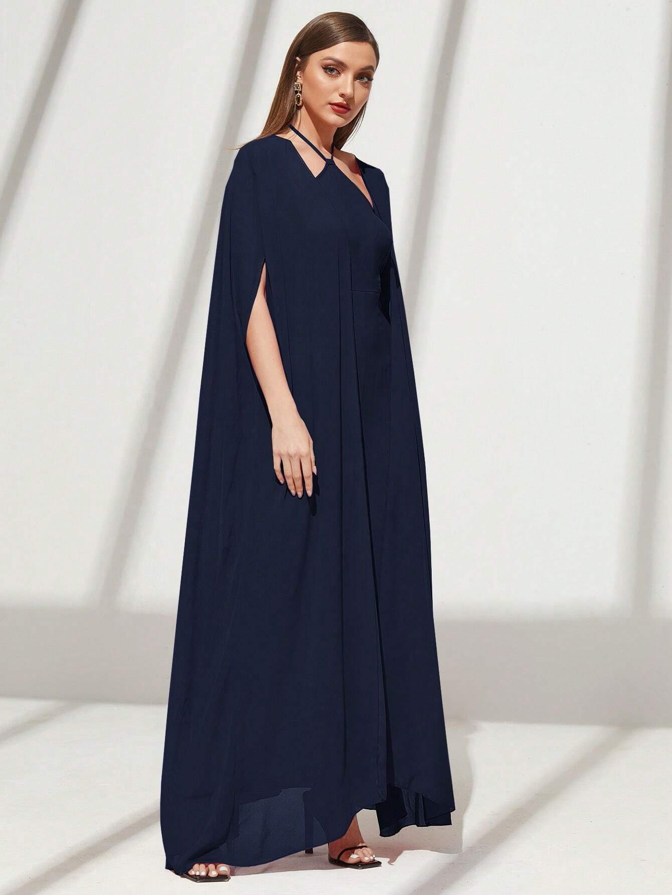  | SHEIN Modely Solid Color Casual Halter Neck Dress And Open Front Coat | Dress | Shein | OneHub