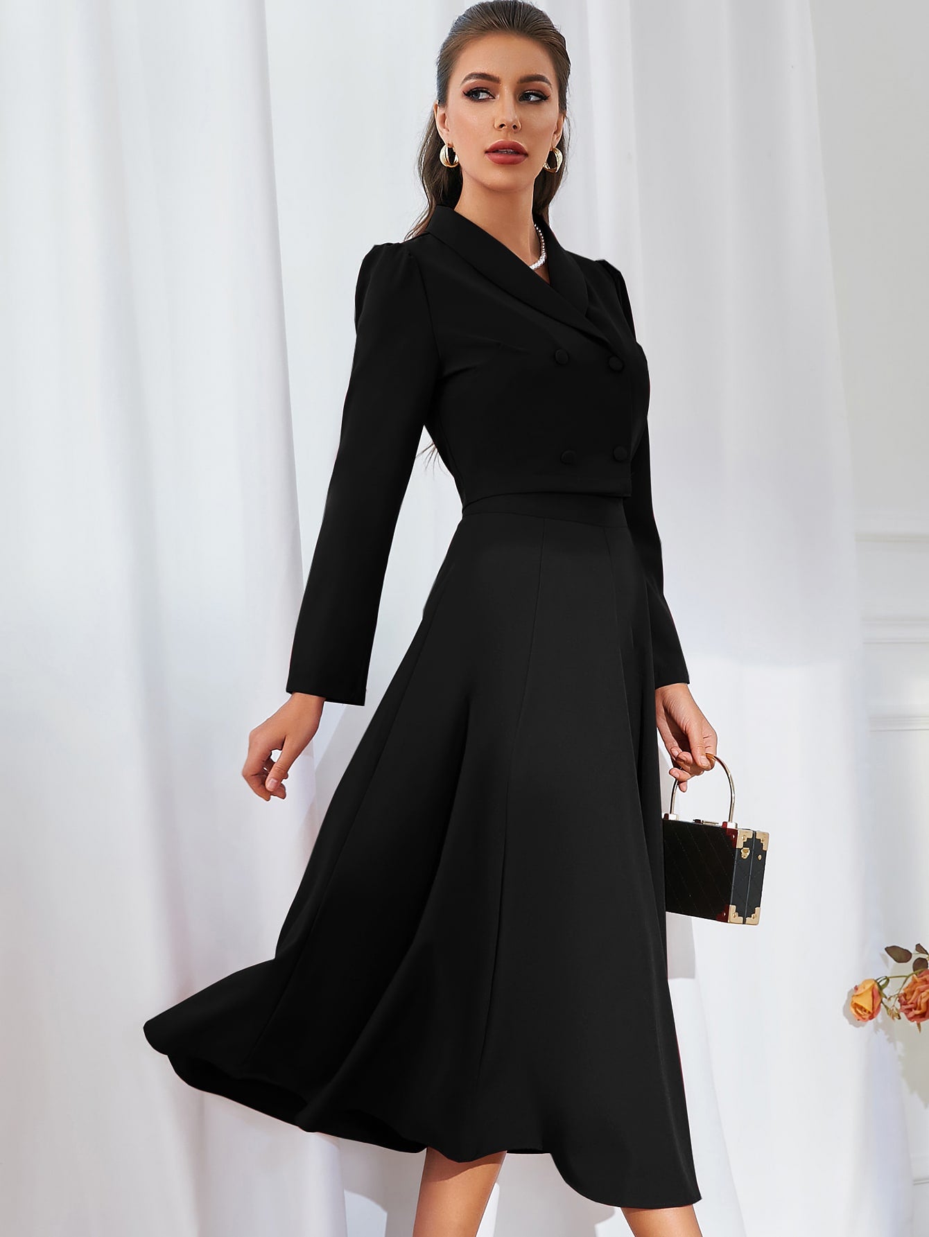  | SHEIN Modely Solid Double Breasted Shawl Collar Blazer & Skirt | Top and Pant Set | Shein | OneHub