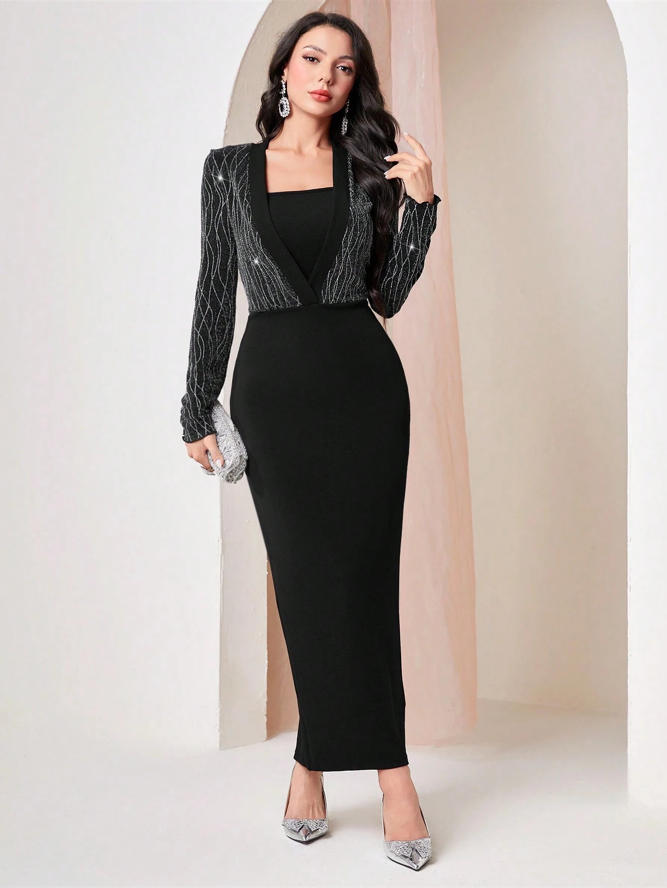  | SHEIN Modely Women's Color Block Square Neck Slim Fit Dress | Dress | Shein | OneHub