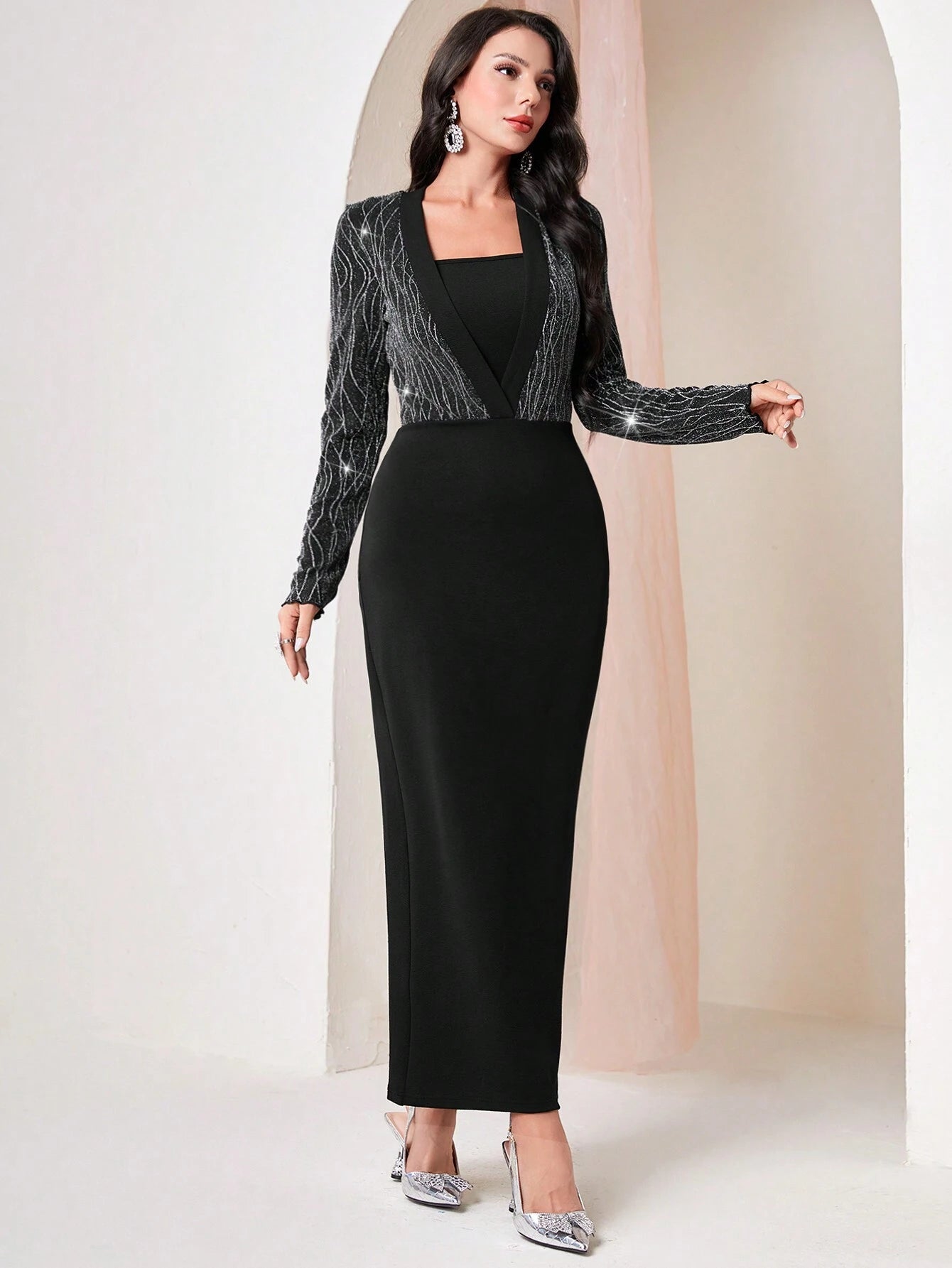  | SHEIN Modely Women's Color Block Square Neck Slim Fit Dress | Dress | Shein | OneHub