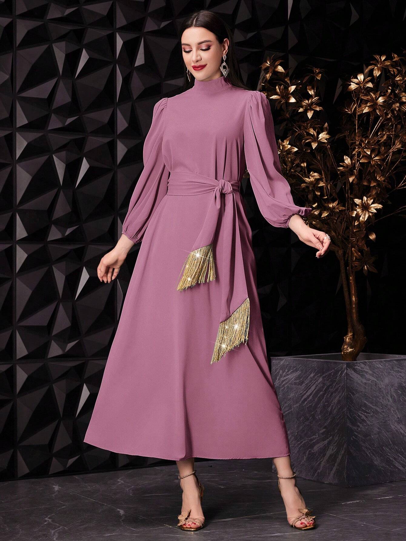 shein purple dress long sleeve Stylish MISSGUIDED Chiffon Mini Wrap Dress for Special Occasions