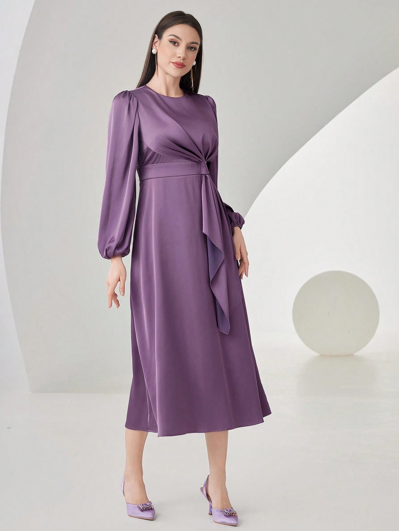  | SHEIN Modely Women's Lantern Sleeve Ruffle Hem Dress | Dress | Shein | OneHub