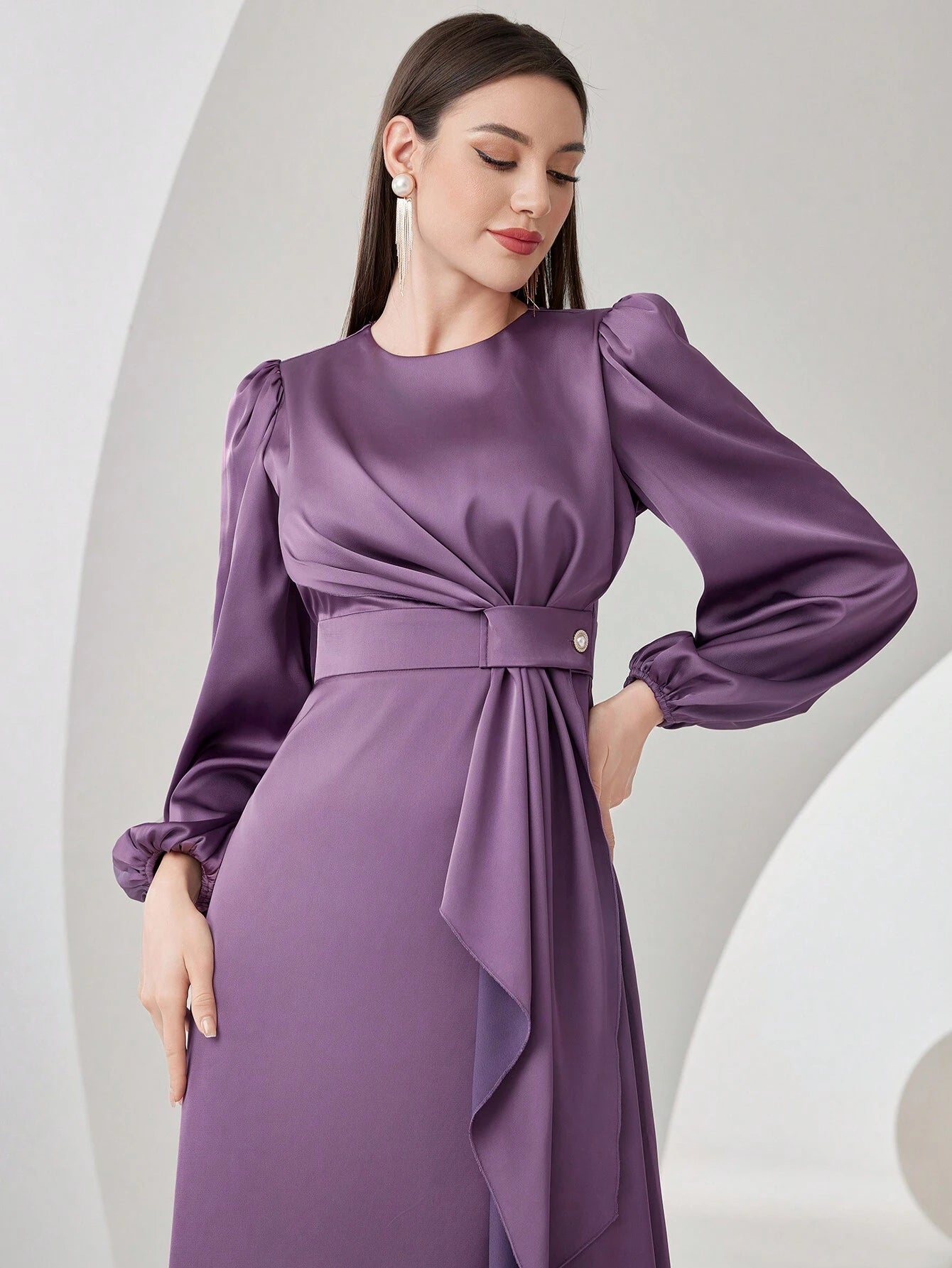  | SHEIN Modely Women's Lantern Sleeve Ruffle Hem Dress | Dress | Shein | OneHub