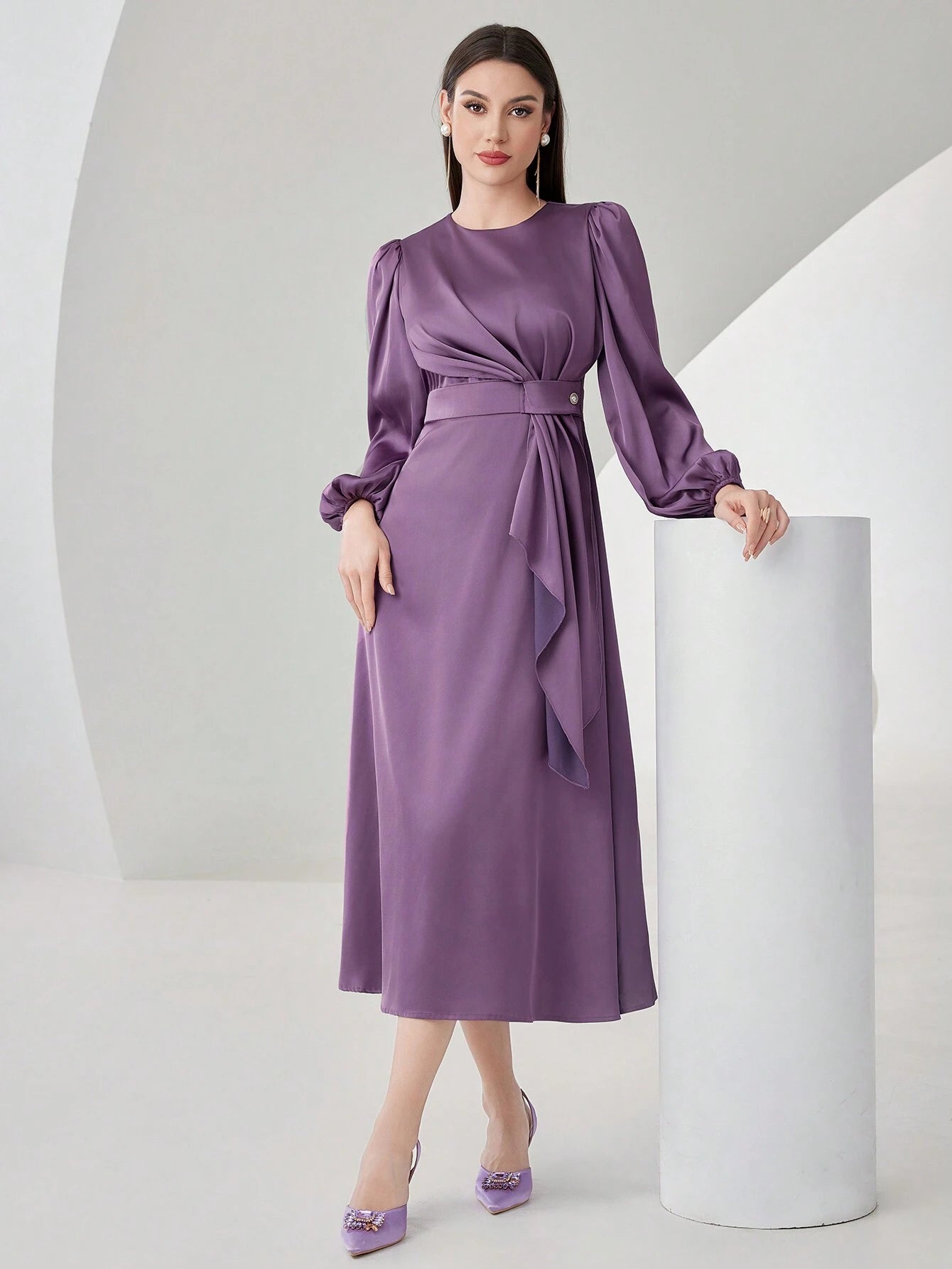  | SHEIN Modely Women's Lantern Sleeve Ruffle Hem Dress | Dress | Shein | OneHub